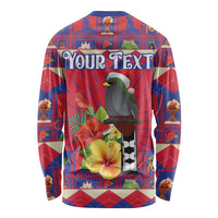Personalized Haiti Jwaye Nowel Long Sleeve Shirt Hispaniolan Trogon With Hibiscus Flowers - Wonder Print Shop