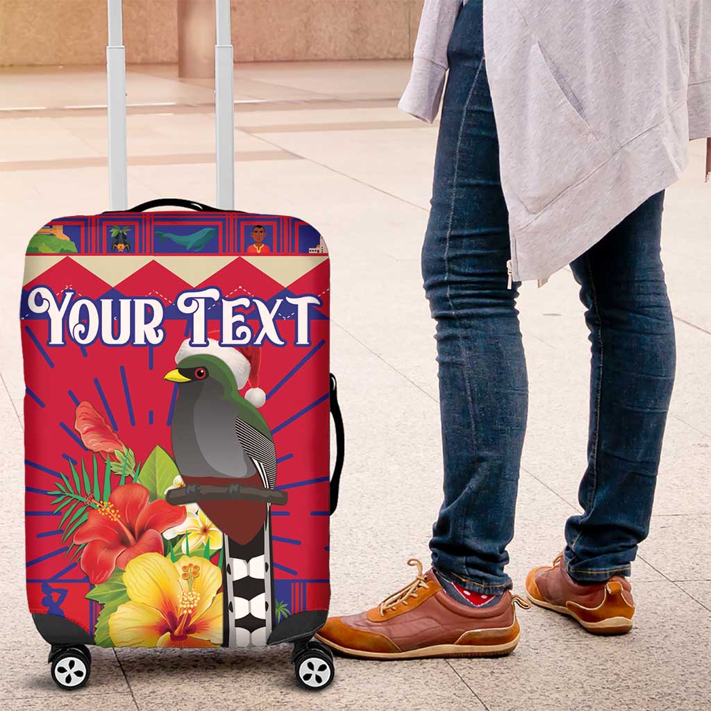 Personalized Haiti Jwaye Nowel Luggage Cover Hispaniolan Trogon With Hibiscus Flowers - Wonder Print Shop