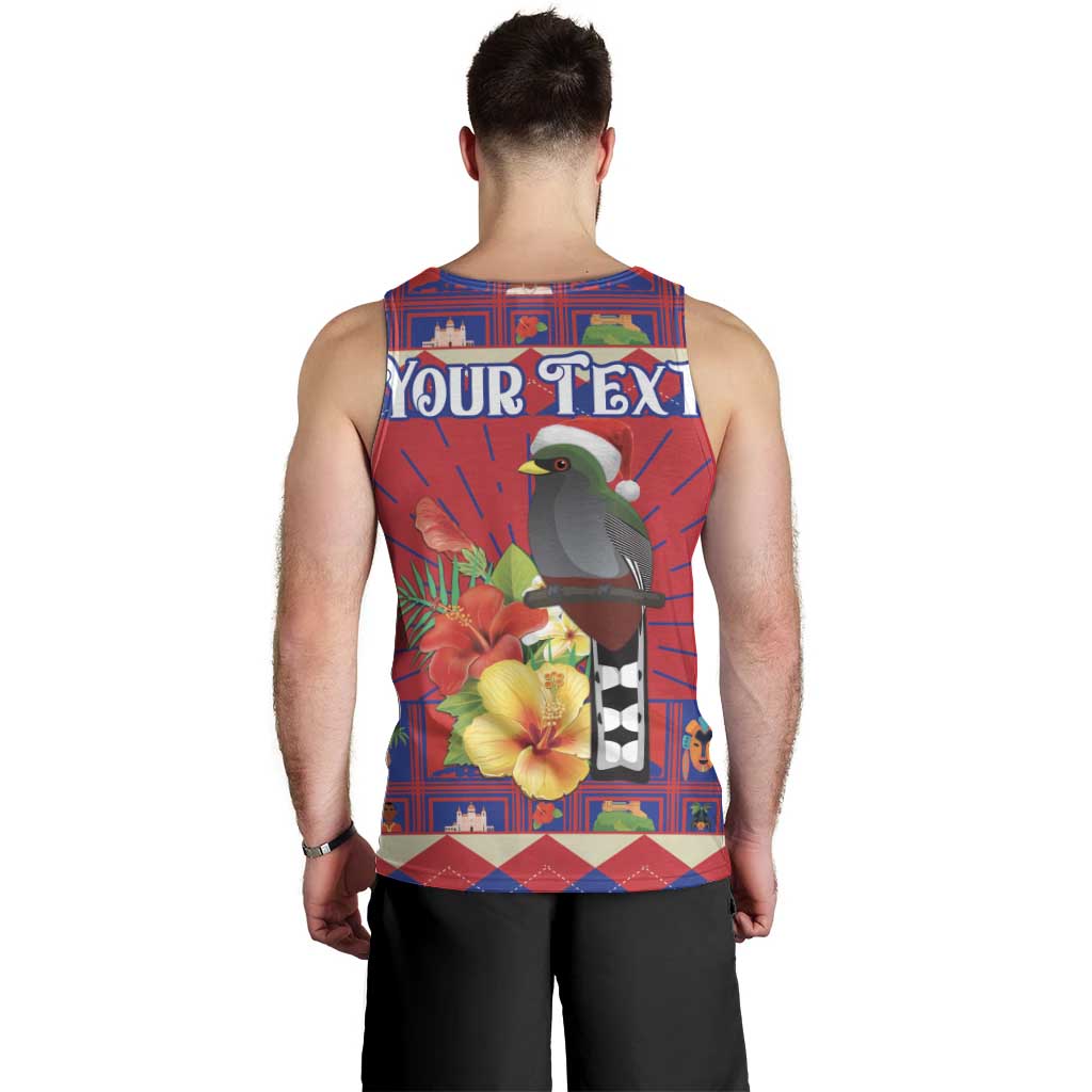 Personalized Haiti Jwaye Nowel Men Tank Top Hispaniolan Trogon With Hibiscus Flowers - Wonder Print Shop