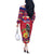 Personalized Haiti Jwaye Nowel Off The Shoulder Long Sleeve Dress Hispaniolan Trogon With Hibiscus Flowers - Wonder Print Shop