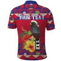 Personalized Haiti Jwaye Nowel Polo Shirt Hispaniolan Trogon With Hibiscus Flowers - Wonder Print Shop