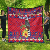 Personalized Haiti Jwaye Nowel Quilt Hispaniolan Trogon With Hibiscus Flowers - Wonder Print Shop