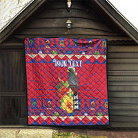 Personalized Haiti Jwaye Nowel Quilt Hispaniolan Trogon With Hibiscus Flowers - Wonder Print Shop