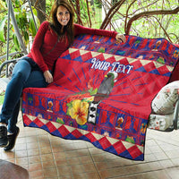 Personalized Haiti Jwaye Nowel Quilt Hispaniolan Trogon With Hibiscus Flowers - Wonder Print Shop