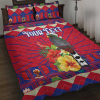 Personalized Haiti Jwaye Nowel Quilt Bed Set Hispaniolan Trogon With Hibiscus Flowers - Wonder Print Shop