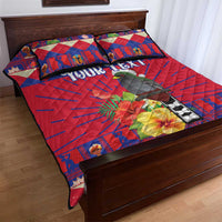 Personalized Haiti Jwaye Nowel Quilt Bed Set Hispaniolan Trogon With Hibiscus Flowers - Wonder Print Shop