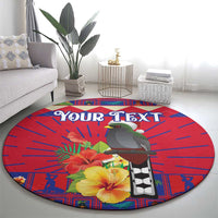 Personalized Haiti Jwaye Nowel Round Carpet Hispaniolan Trogon With Hibiscus Flowers