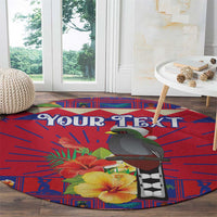 Personalized Haiti Jwaye Nowel Round Carpet Hispaniolan Trogon With Hibiscus Flowers