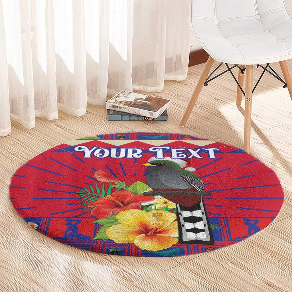 Personalized Haiti Jwaye Nowel Round Carpet Hispaniolan Trogon With Hibiscus Flowers