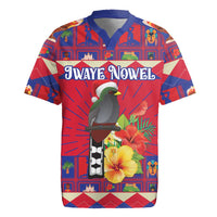 Personalized Haiti Jwaye Nowel Rugby Jersey Hispaniolan Trogon With Hibiscus Flowers - Wonder Print Shop