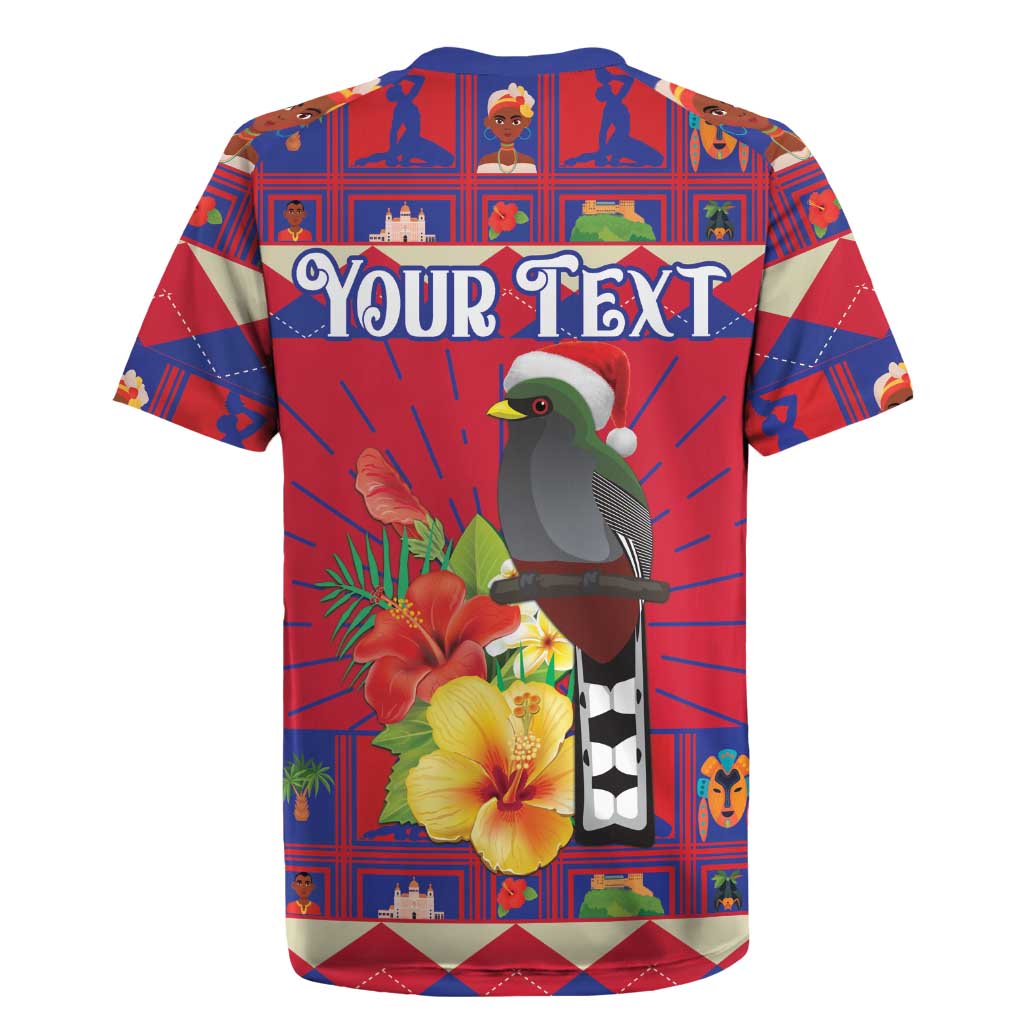 Personalized Haiti Jwaye Nowel Rugby Jersey Hispaniolan Trogon With Hibiscus Flowers - Wonder Print Shop