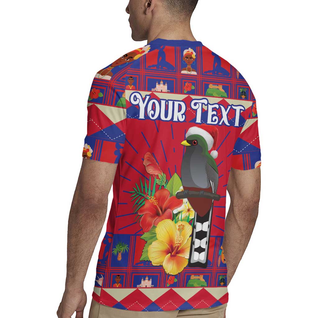 Personalized Haiti Jwaye Nowel Rugby Jersey Hispaniolan Trogon With Hibiscus Flowers - Wonder Print Shop