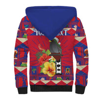Personalized Haiti Jwaye Nowel Sherpa Hoodie Hispaniolan Trogon With Hibiscus Flowers - Wonder Print Shop