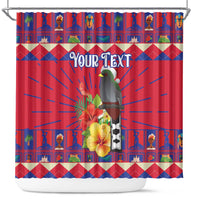 Personalized Haiti Jwaye Nowel Shower Curtain Hispaniolan Trogon With Hibiscus Flowers