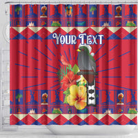 Personalized Haiti Jwaye Nowel Shower Curtain Hispaniolan Trogon With Hibiscus Flowers