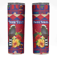 Personalized Haiti Jwaye Nowel Skinny Tumbler Hispaniolan Trogon With Hibiscus Flowers - Wonder Print Shop