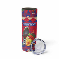 Personalized Haiti Jwaye Nowel Skinny Tumbler Hispaniolan Trogon With Hibiscus Flowers - Wonder Print Shop