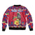 Personalized Haiti Jwaye Nowel Sleeve Zip Bomber Jacket Hispaniolan Trogon With Hibiscus Flowers - Wonder Print Shop