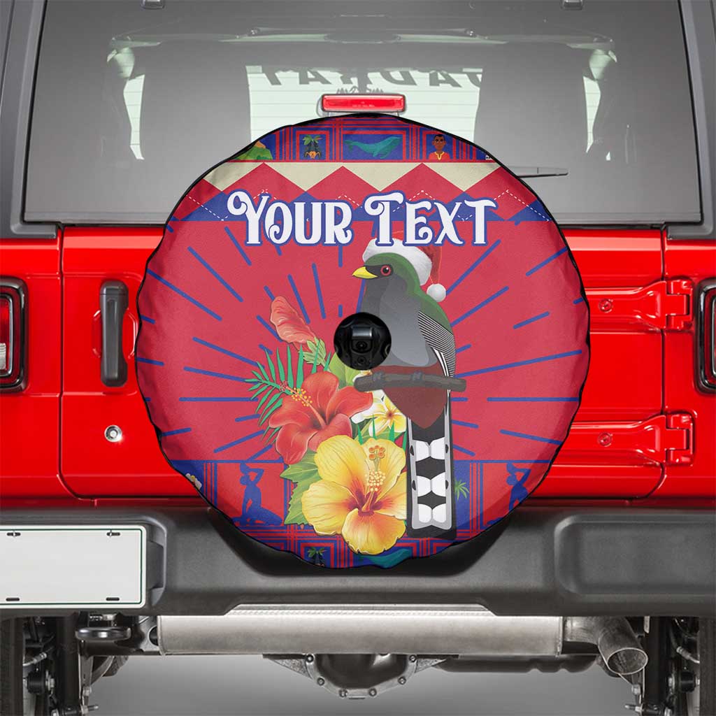 Personalized Haiti Jwaye Nowel Spare Tire Cover Hispaniolan Trogon With Hibiscus Flowers - Wonder Print Shop
