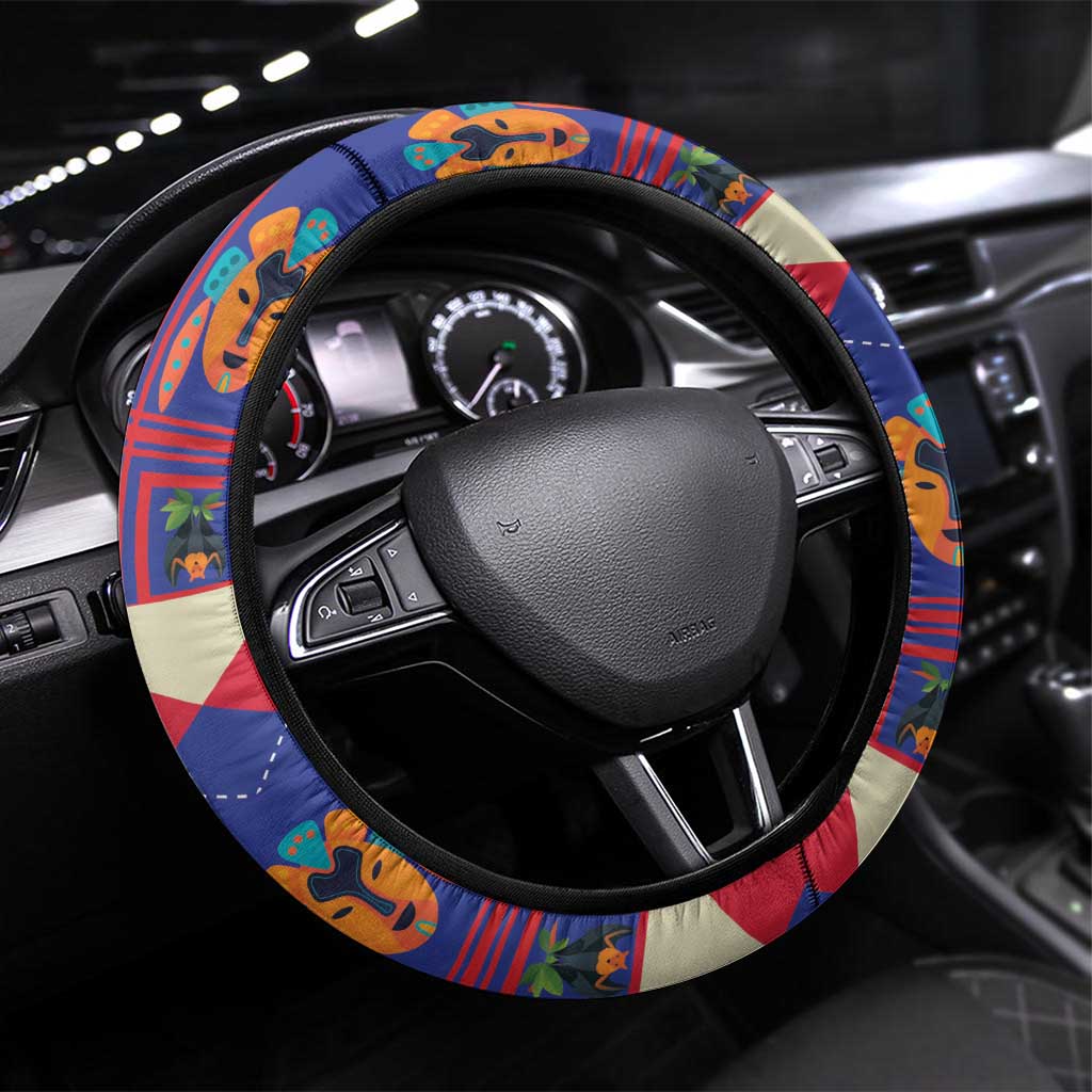 Haiti Jwaye Nowel Steering Wheel Cover Hispaniolan Trogon With Hibiscus Flowers - Wonder Print Shop