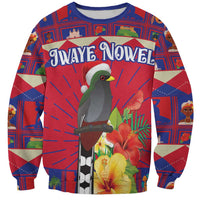Personalized Haiti Jwaye Nowel Sweatshirt Hispaniolan Trogon With Hibiscus Flowers - Wonder Print Shop