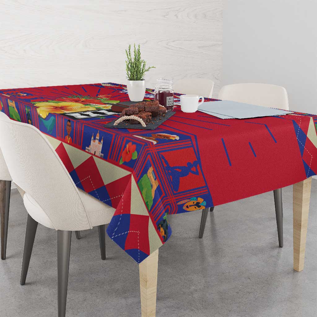 Personalized Haiti Jwaye Nowel Tablecloth Hispaniolan Trogon With Hibiscus Flowers - Wonder Print Shop