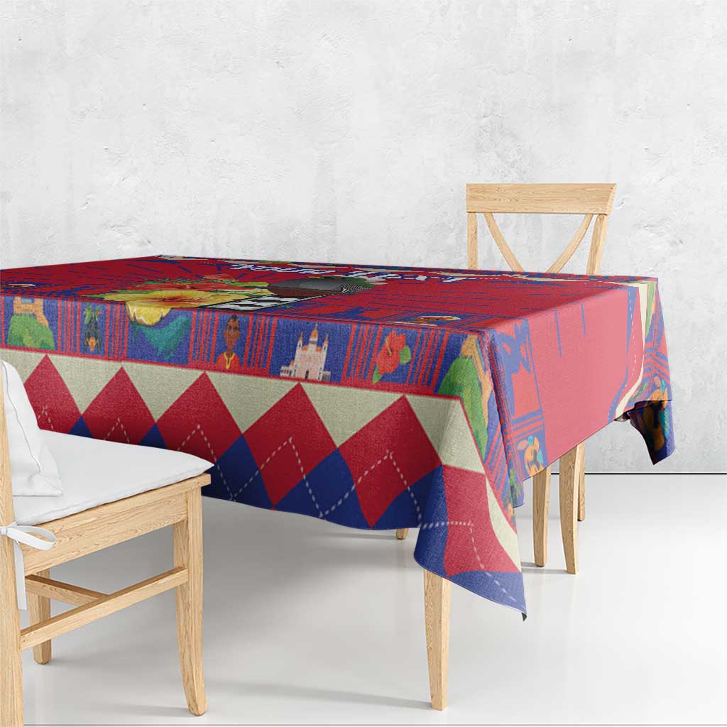 Personalized Haiti Jwaye Nowel Tablecloth Hispaniolan Trogon With Hibiscus Flowers - Wonder Print Shop