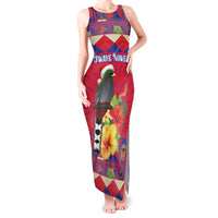Personalized Haiti Jwaye Nowel Tank Maxi Dress Hispaniolan Trogon With Hibiscus Flowers - Wonder Print Shop