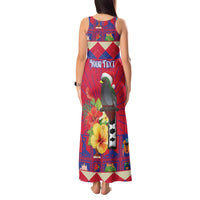 Personalized Haiti Jwaye Nowel Tank Maxi Dress Hispaniolan Trogon With Hibiscus Flowers - Wonder Print Shop