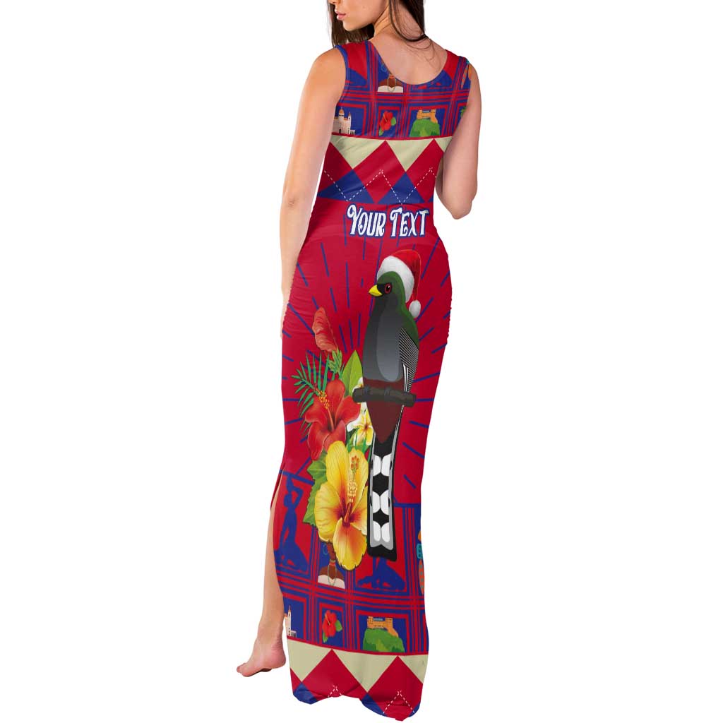 Personalized Haiti Jwaye Nowel Tank Maxi Dress Hispaniolan Trogon With Hibiscus Flowers - Wonder Print Shop