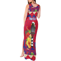 Personalized Haiti Jwaye Nowel Tank Maxi Dress Hispaniolan Trogon With Hibiscus Flowers - Wonder Print Shop