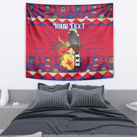 Personalized Haiti Jwaye Nowel Tapestry Hispaniolan Trogon With Hibiscus Flowers - Wonder Print Shop