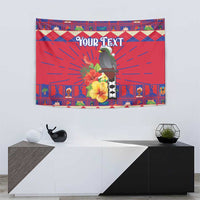 Personalized Haiti Jwaye Nowel Tapestry Hispaniolan Trogon With Hibiscus Flowers - Wonder Print Shop