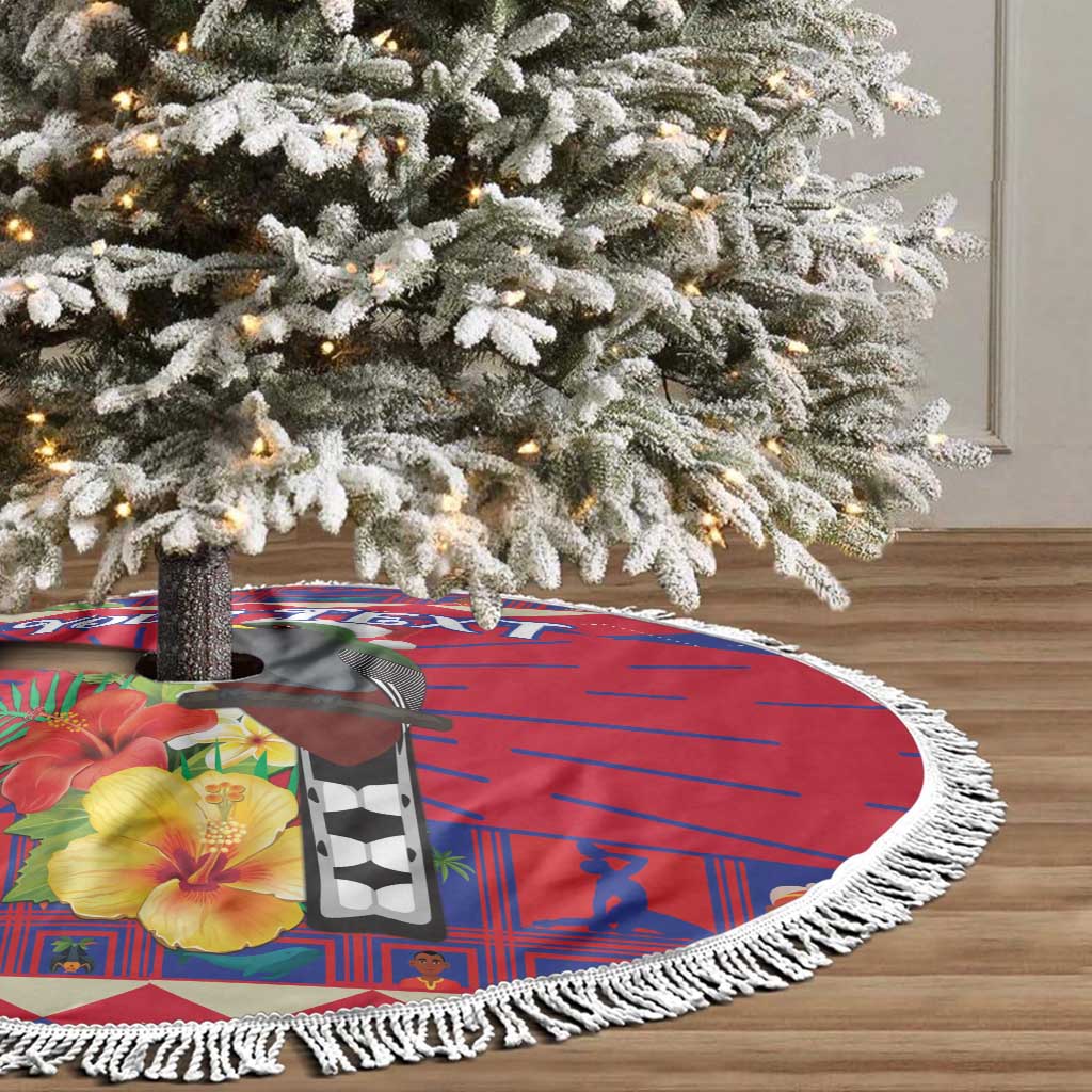 Personalized Haiti Jwaye Nowel Tree Skirt Hispaniolan Trogon With Hibiscus Flowers - Wonder Print Shop