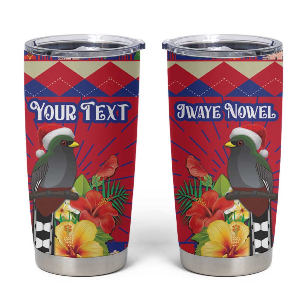 Personalized Haiti Jwaye Nowel Tumbler Cup Hispaniolan Trogon With Hibiscus Flowers - Wonder Print Shop