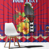 Personalized Haiti Jwaye Nowel Window Curtain Hispaniolan Trogon With Hibiscus Flowers - Wonder Print Shop