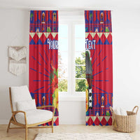 Personalized Haiti Jwaye Nowel Window Curtain Hispaniolan Trogon With Hibiscus Flowers - Wonder Print Shop