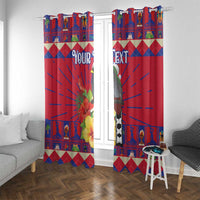 Personalized Haiti Jwaye Nowel Window Curtain Hispaniolan Trogon With Hibiscus Flowers - Wonder Print Shop