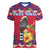 Personalized Haiti Jwaye Nowel Women V-Neck T-Shirt Hispaniolan Trogon With Hibiscus Flowers - Wonder Print Shop