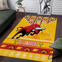 Spain Christmas Area Rug Noble Bull With Sagrada Famlia - Wonder Print Shop