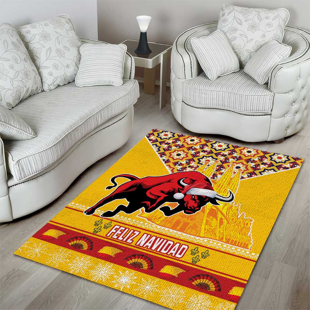 Spain Christmas Area Rug Noble Bull With Sagrada Famlia - Wonder Print Shop
