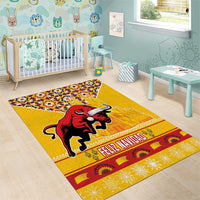 Spain Christmas Area Rug Noble Bull With Sagrada Famlia - Wonder Print Shop