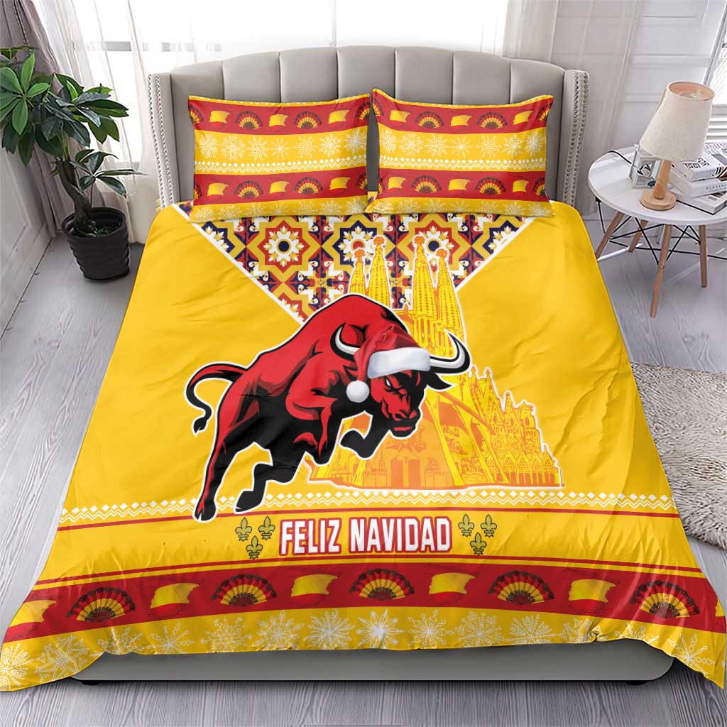 Spain Christmas Bedding Set Noble Bull With Sagrada Famlia - Wonder Print Shop