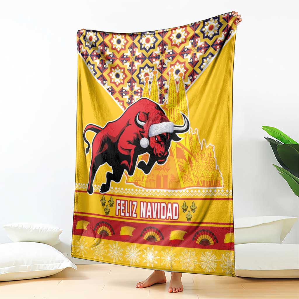 Spain Christmas Blanket Noble Bull With Sagrada Família