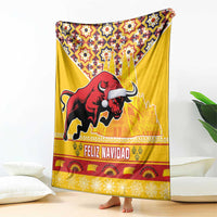 Spain Christmas Blanket Noble Bull With Sagrada Família