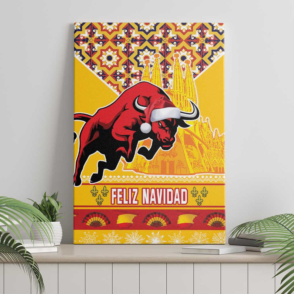 Spain Christmas Canvas Wall Art Noble Bull With Sagrada Famlia - Wonder Print Shop