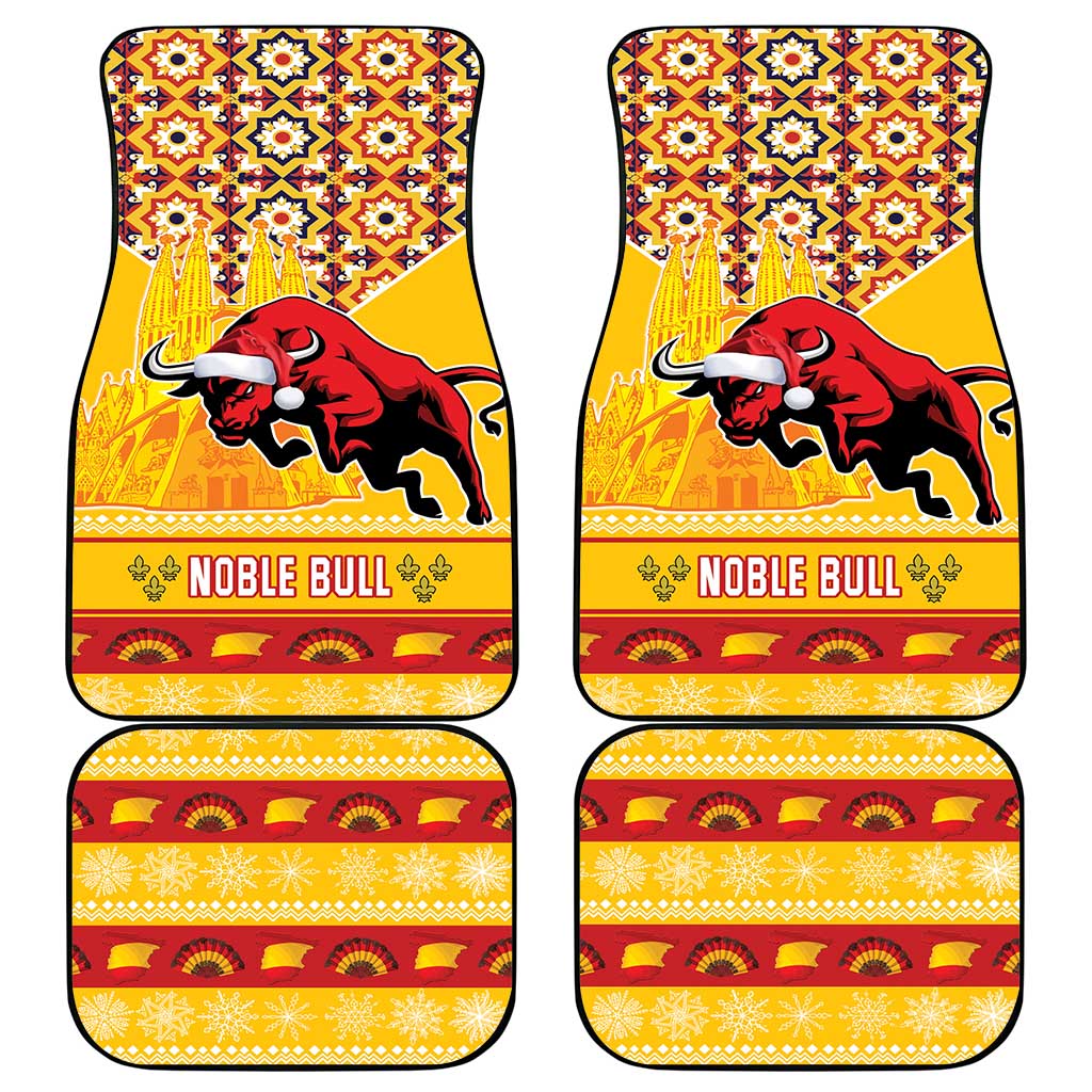 Spain Christmas Car Mats Noble Bull With Sagrada Famlia - Wonder Print Shop