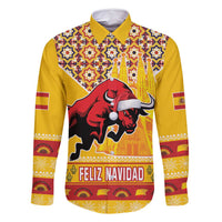 Spain Christmas Family Matching Long Sleeve Bodycon Dress and Hawaiian Shirt Noble Bull With Sagrada Famlia - Wonder Print Shop