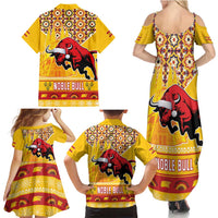 Spain Christmas Family Matching Summer Maxi Dress and Hawaiian Shirt Noble Bull With Sagrada Famlia - Wonder Print Shop