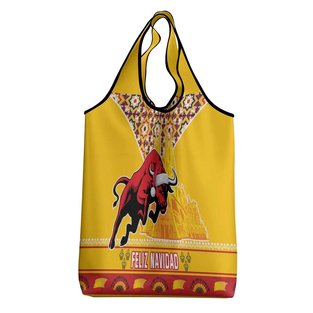 Spain Christmas Grocery Bag Noble Bull With Sagrada Família